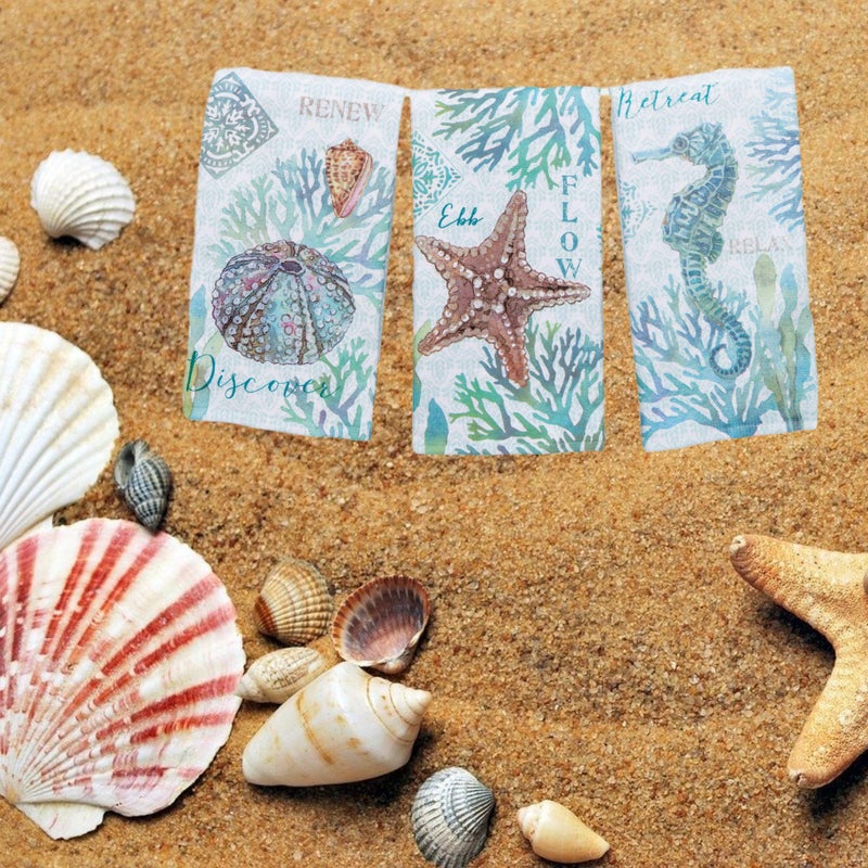 Kay Dee Designs Set of 3 Beachcomber Dual Purpose Terry Kitchen Towels - Image 3
